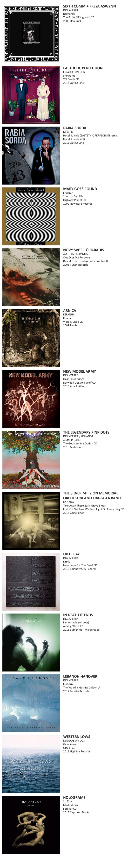 SIXTH COMM +Freya Aswynn, EASTHETIC PERFECTION, RABIA SORDA, MARY GOES ROUND, Nový Svět & Ô Paradis, ÀRNICA, NEW MODEL ARMY, THE LEGENDARY PINK DOTS, Thee Silver Mt. Zion Memorial Orchestra & tra la-la Band, UK DECAY, IN DEATH IT ENDS, LEBANON HANOVER, WESTERN LOWS, HOLOGRAMS, THE RESIDENTS